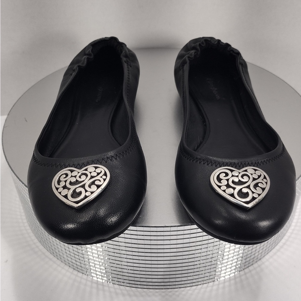 Brighton Black Ballet Flats with Heart size 8.5 pre Owned Exellent condition